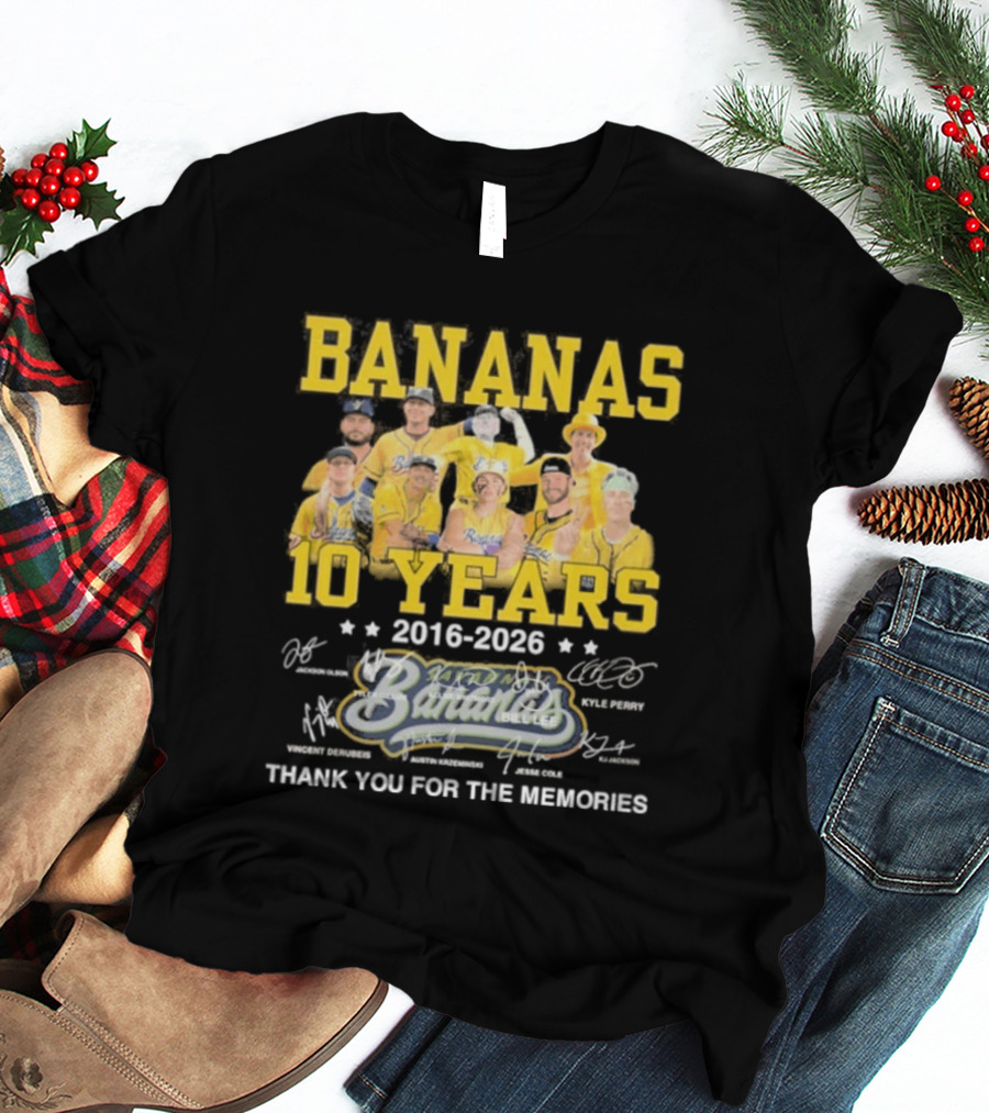 Bananas Baseball 10 Years 2016 2026 Thank You For The Memories T-Shirt