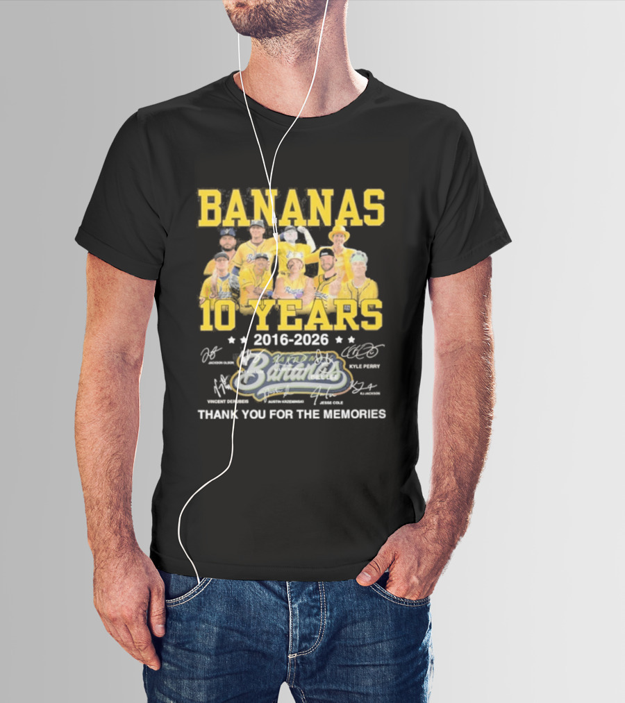 Bananas Baseball 10 Years 2016 2026 Thank You For The Memories T-Shirt