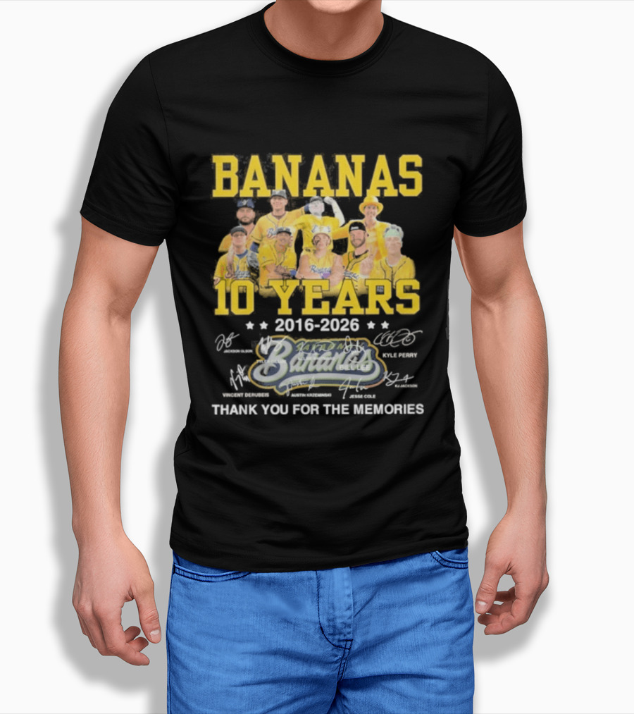 Bananas Baseball 10 Years 2016 2026 Thank You For The Memories T-Shirt