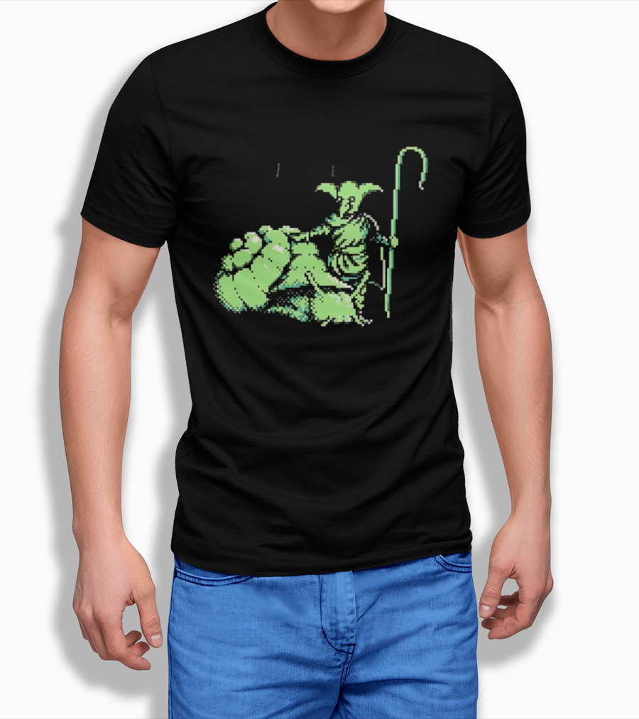 Goblin Shepherd With Staff Pixel T-Shirt