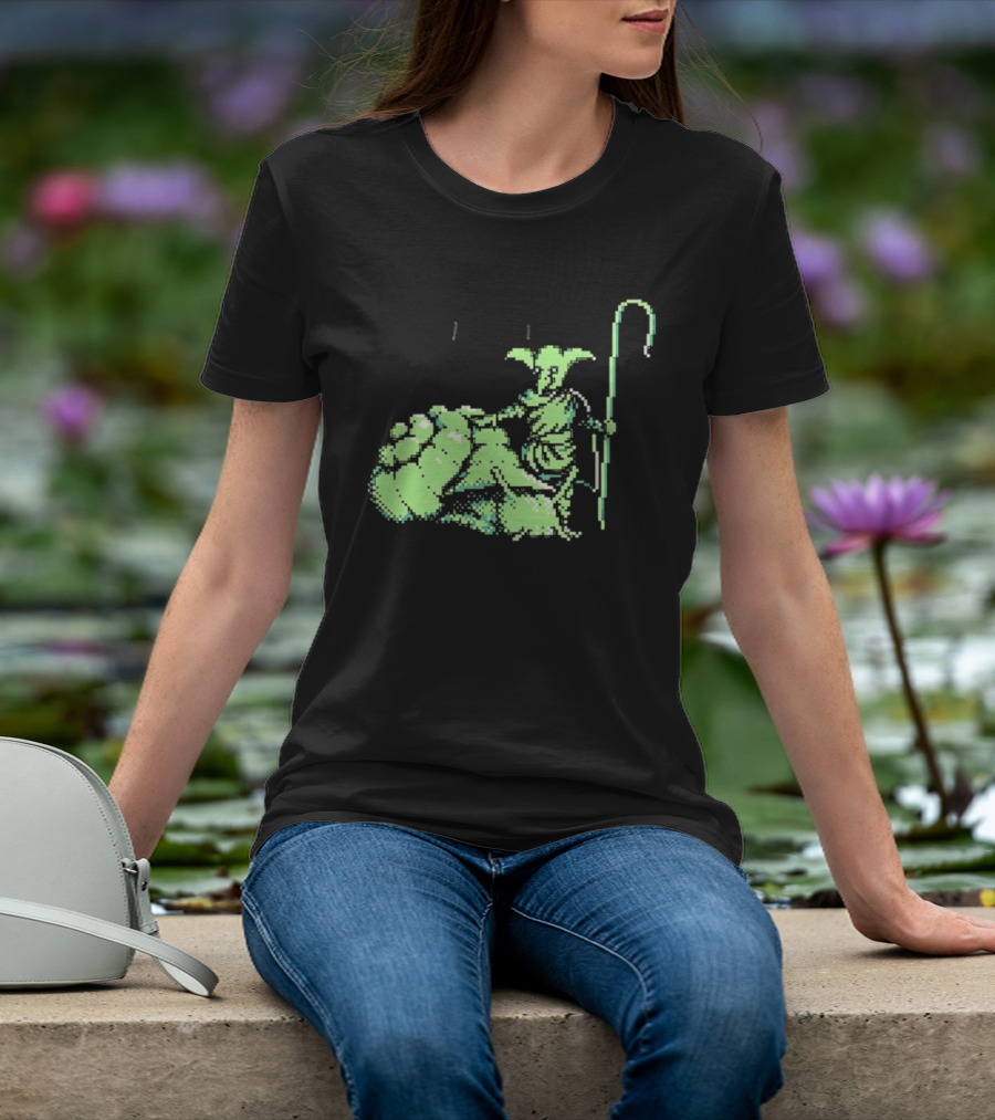 Goblin Shepherd With Staff Pixel T-Shirt