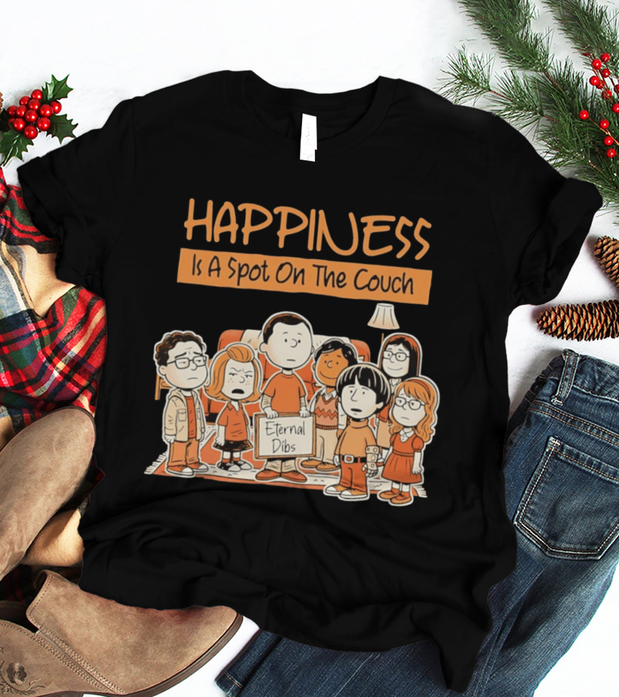 Happiness Is A Spot On The Couch Eternal Dibs Peanuts Style Scene T-Shirt