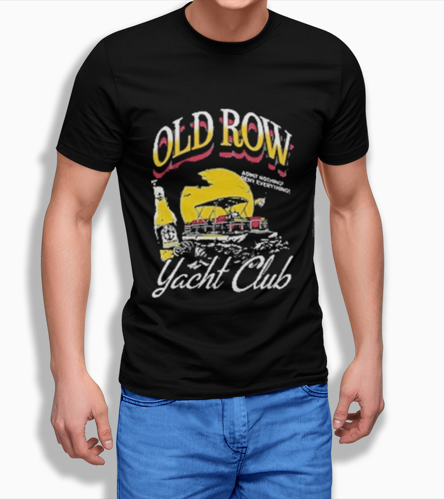 Old Row Yacht Club Retro Nautical Theme With Sailboat And Sunset T-Shirt