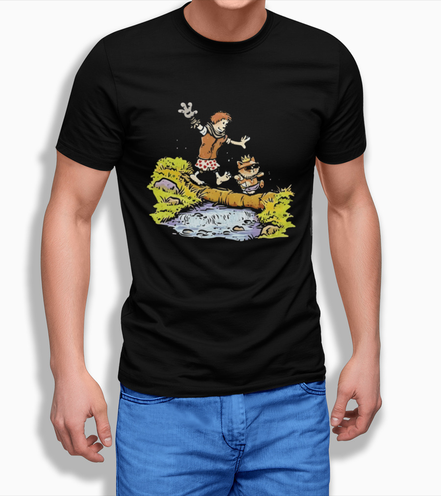 Princess Donut Calvin And Hobbes Comic Adventure Carl Crossing Log T-Shirt