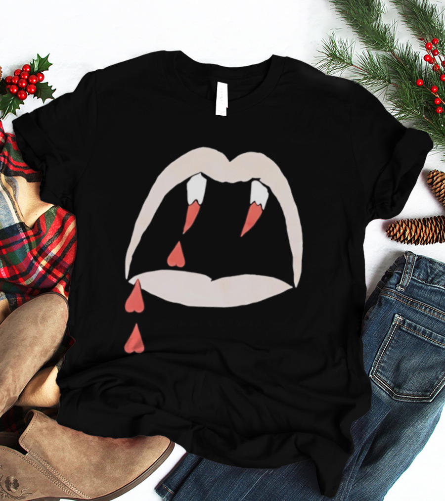 Saint Laurent AW14 Bloodluster Vampire Teeth And Blood Drops T-Shirt