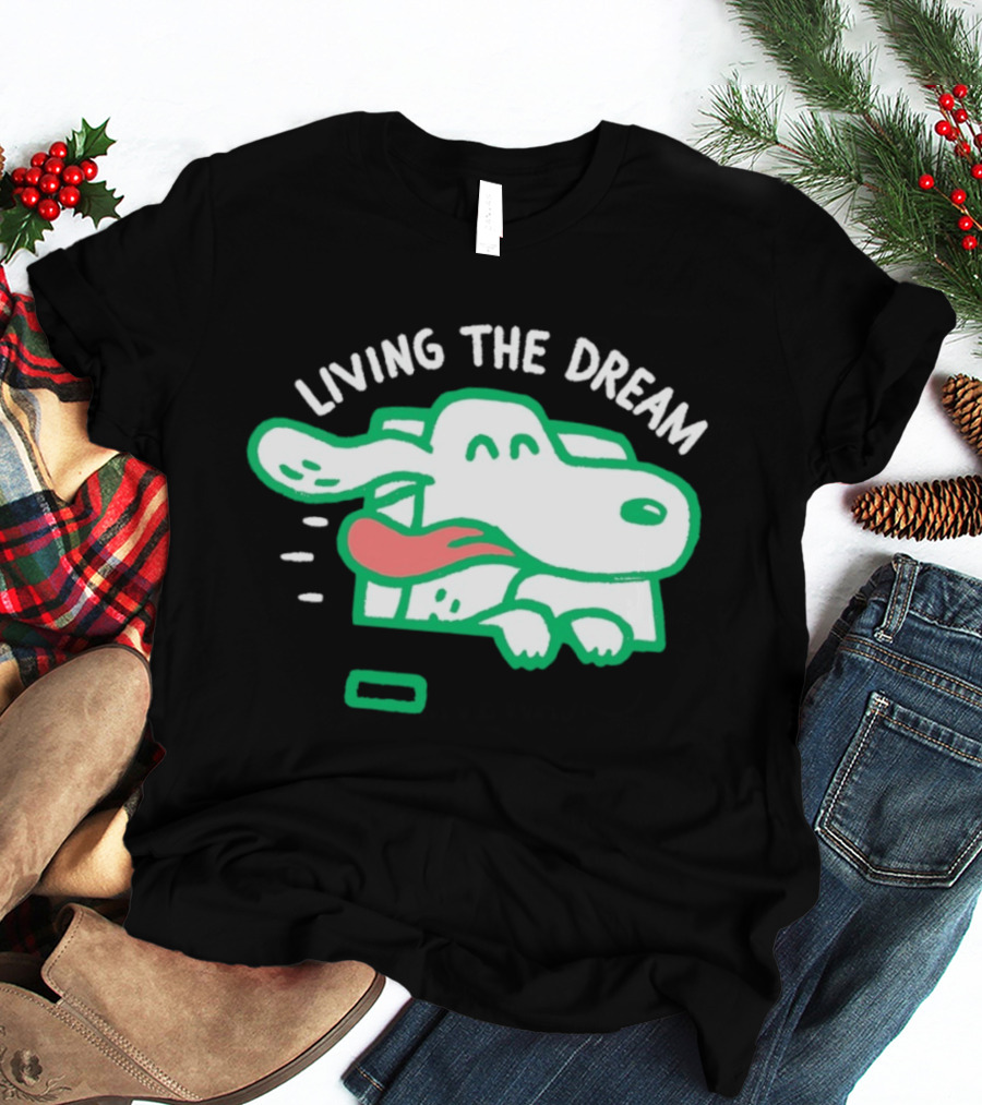 Living The Dream Dog Joyfully Enjoying Car Ride With Head Out The Window T-Shirt