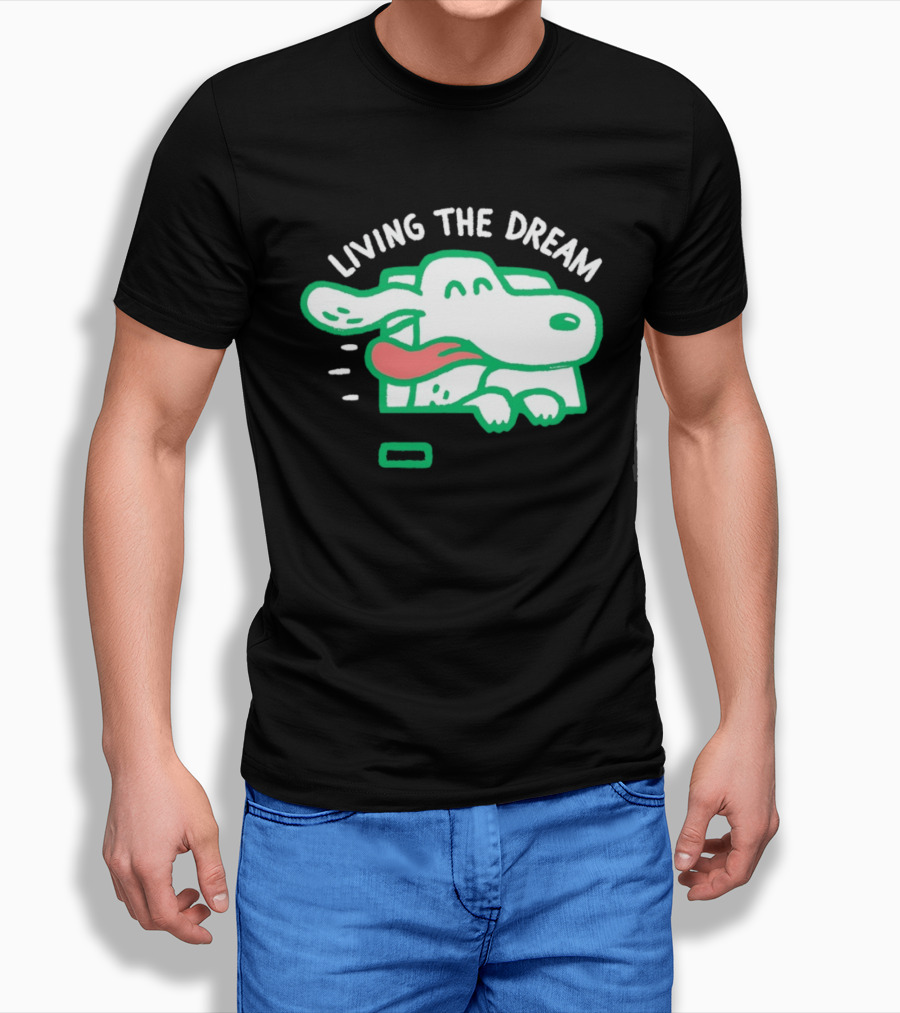 Living The Dream Dog Joyfully Enjoying Car Ride With Head Out The Window T-Shirt