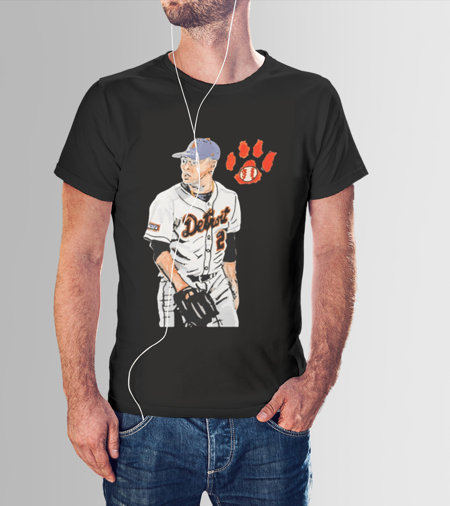 Detroit Tigers Tarik Skubal Baseball Cartoon Character With Paw Print And Baseball T-Shirt