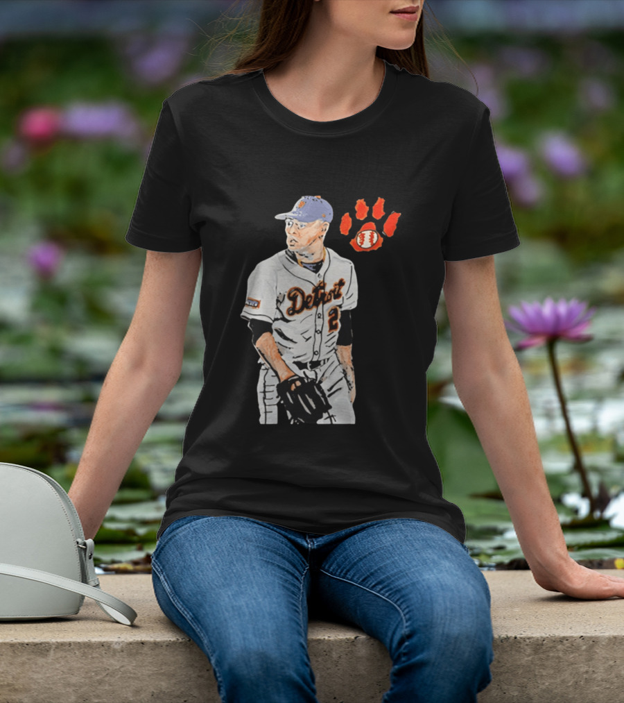Detroit Tigers Tarik Skubal Baseball Cartoon Character With Paw Print And Baseball T-Shirt