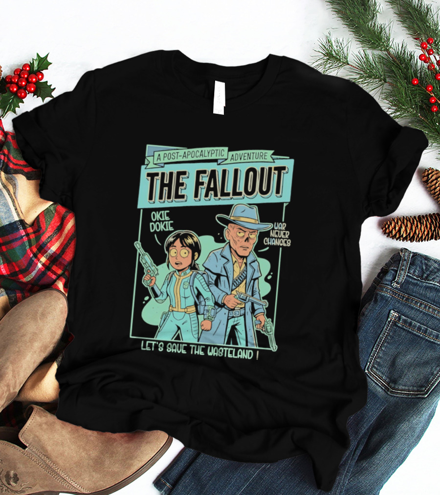 Lucy And Ghoul Post Apocalyptic Adventure Okie Dokie Let's Save The Wasteland Duo Fallout T-Shirt