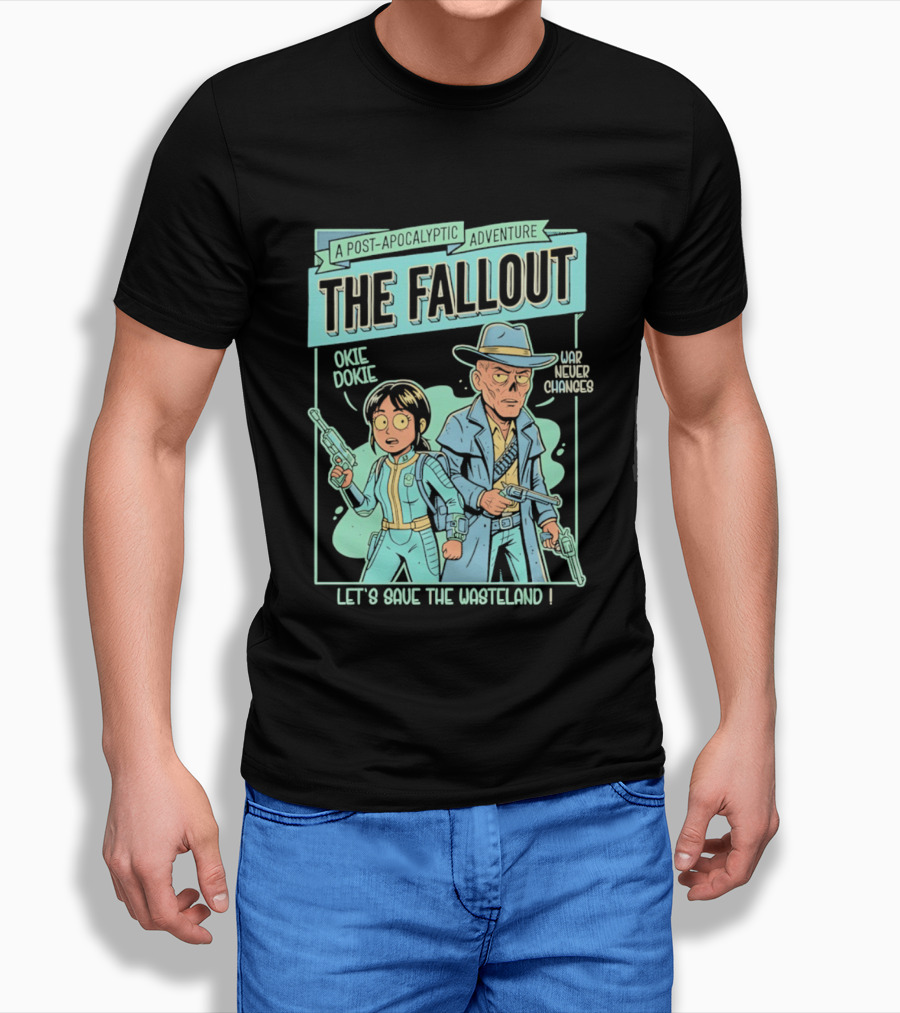 Lucy And Ghoul Post Apocalyptic Adventure Okie Dokie Let's Save The Wasteland Duo Fallout T-Shirt