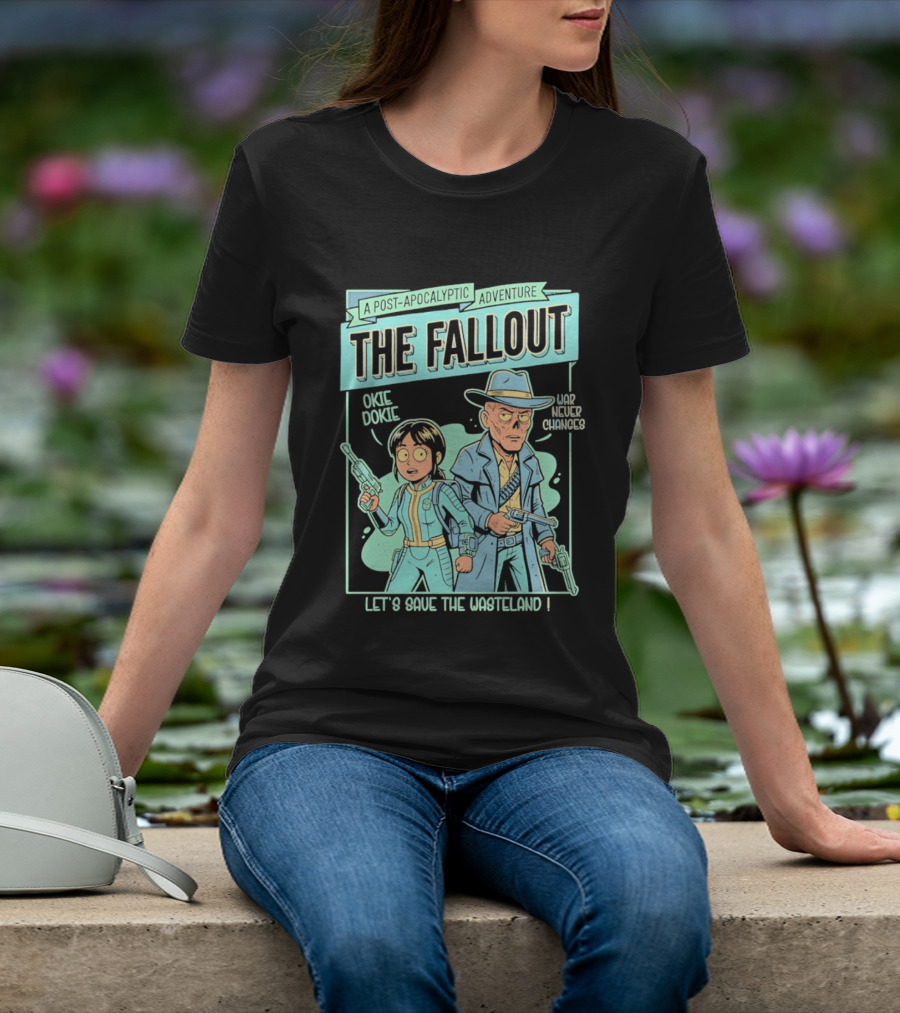Lucy And Ghoul Post Apocalyptic Adventure Okie Dokie Let's Save The Wasteland Duo Fallout T-Shirt