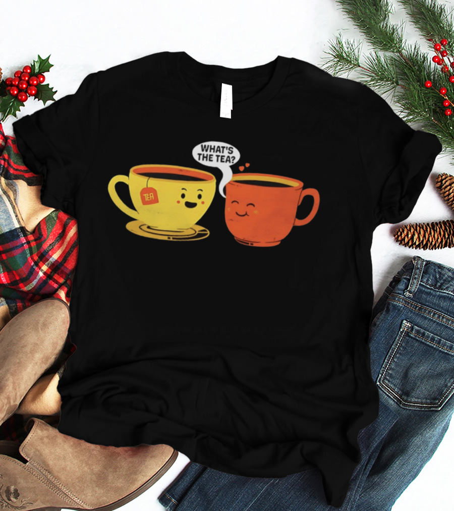 What's The Tea Gossiping Teacups Cute Conversation T-Shirt