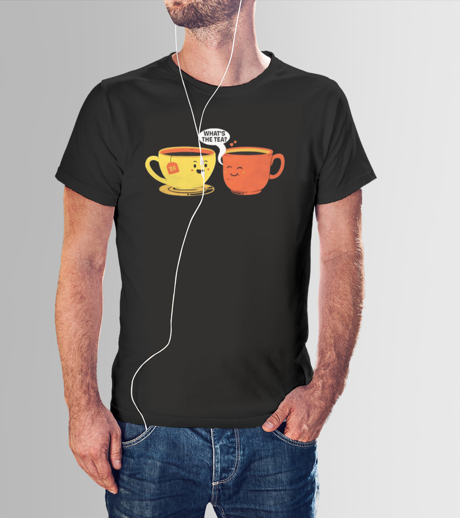 What's The Tea Gossiping Teacups Cute Conversation T-Shirt