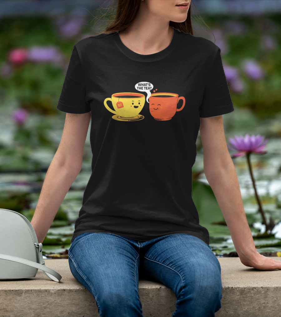 What's The Tea Gossiping Teacups Cute Conversation T-Shirt