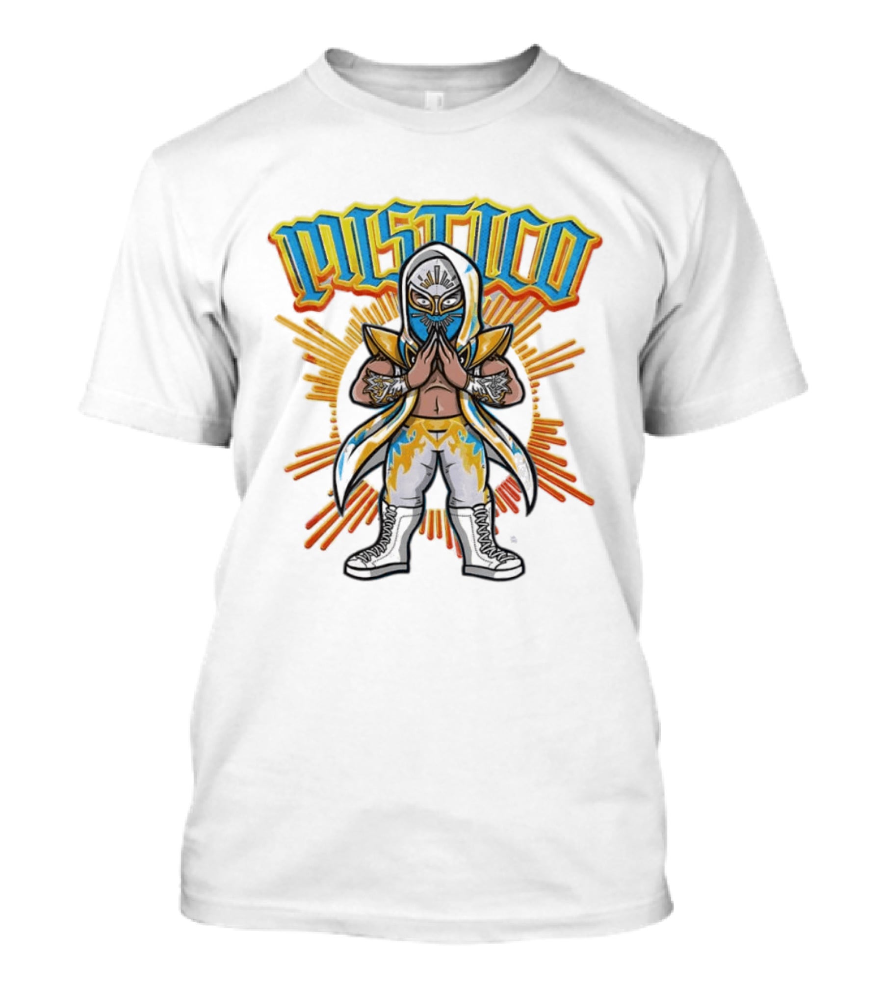 Mistico Cartoon Wrestler Sunburst AEW Lucha Libre T-Shirt