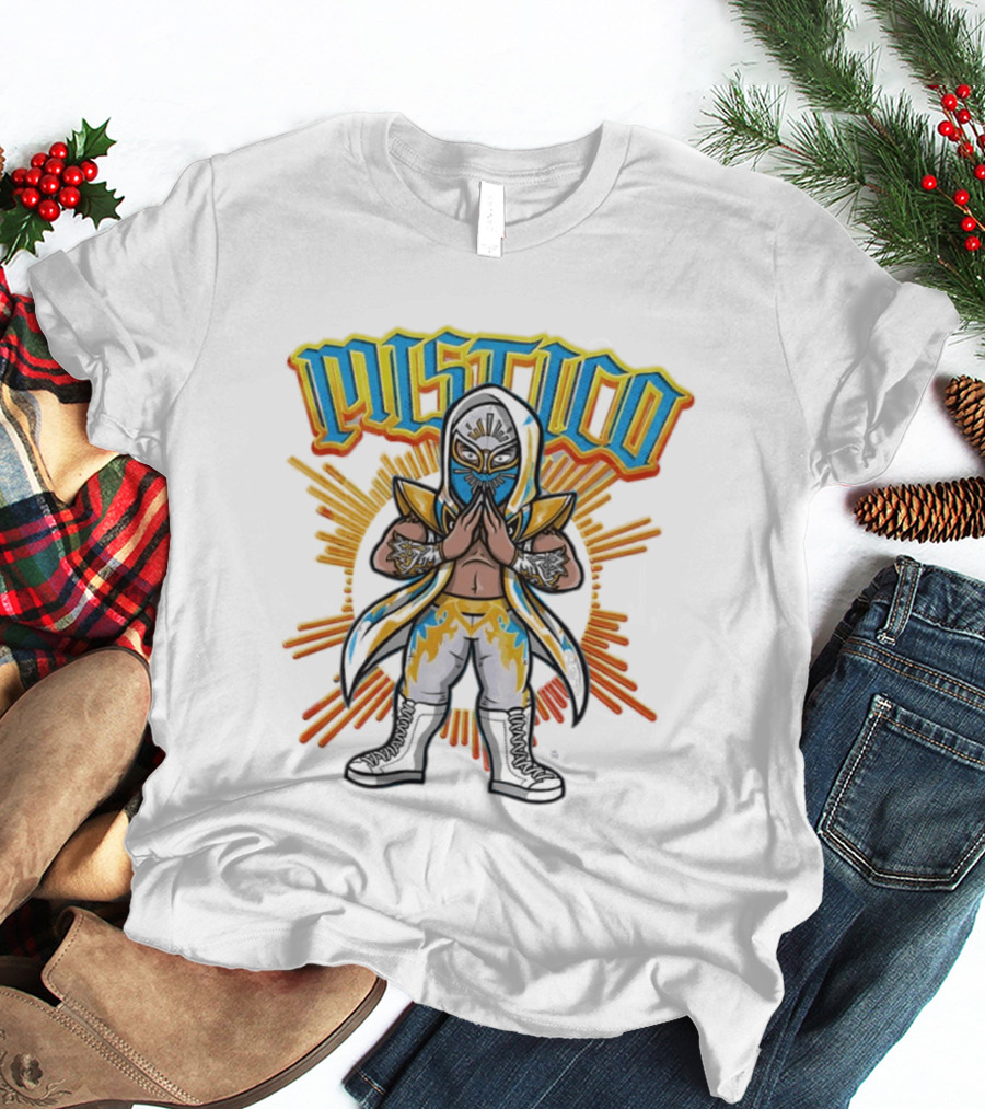 Mistico Cartoon Wrestler Sunburst AEW Lucha Libre T-Shirt