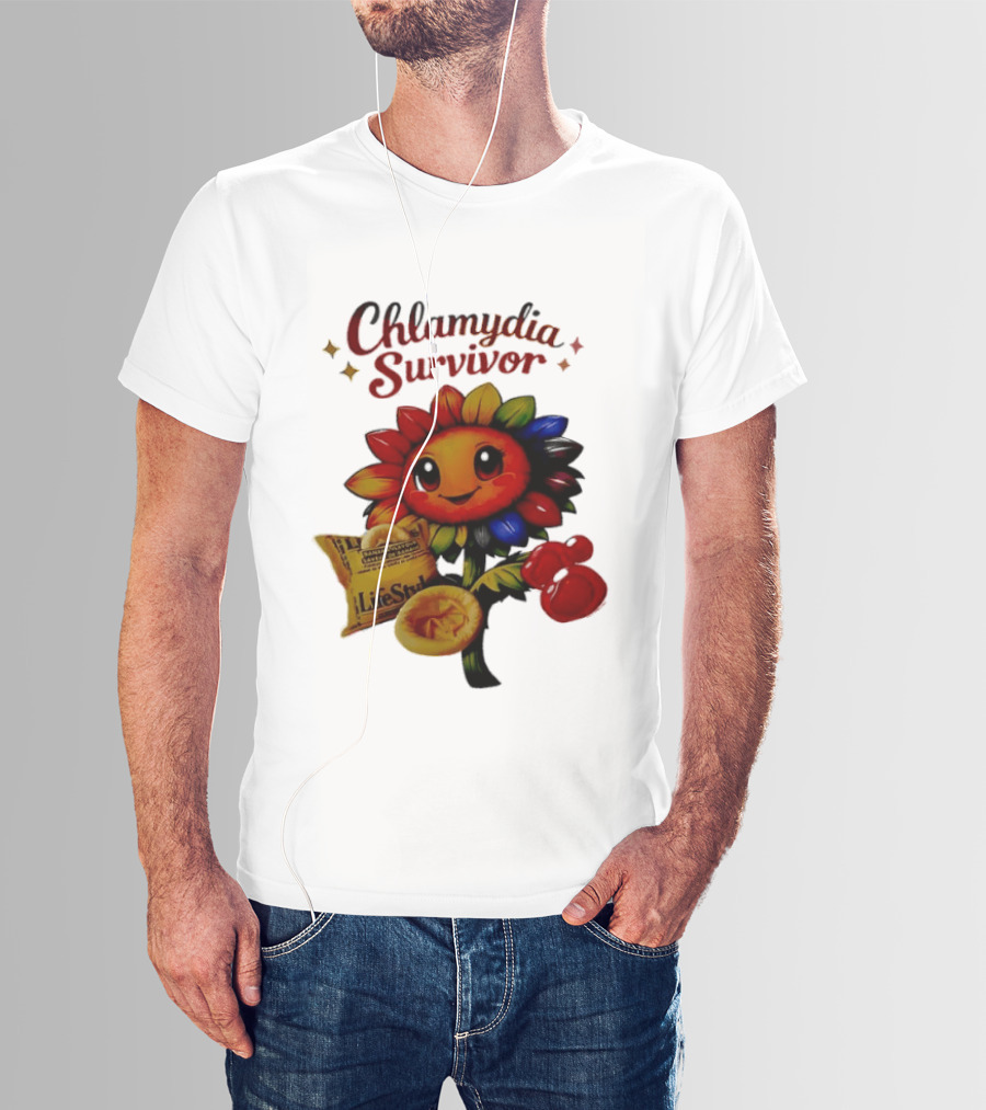 Chlamydia Survivor Rainbow Sunflower LifeStyles Condom Sexual Health Awareness STI STD T-Shirt