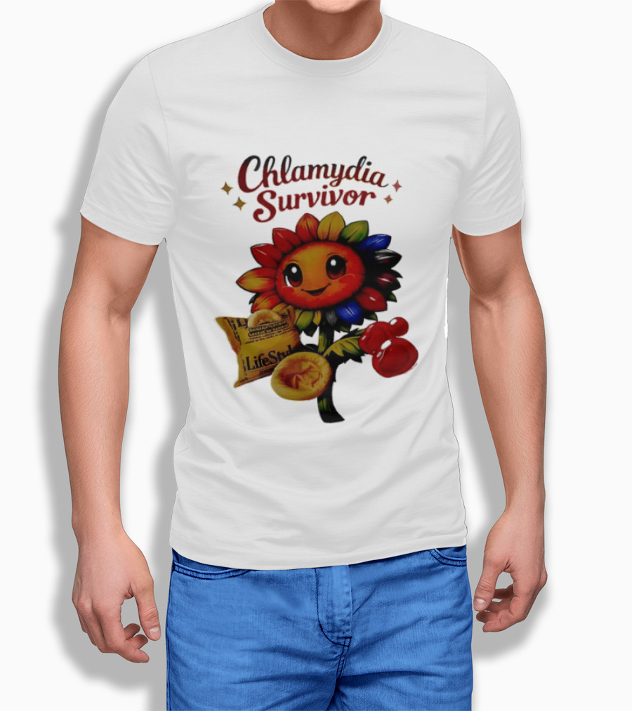Chlamydia Survivor Rainbow Sunflower LifeStyles Condom Sexual Health Awareness STI STD T-Shirt