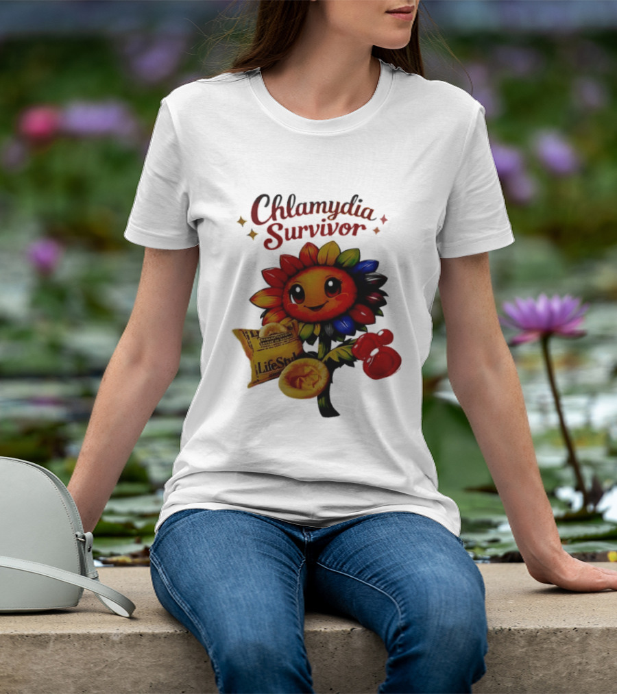 Chlamydia Survivor Rainbow Sunflower LifeStyles Condom Sexual Health Awareness STI STD T-Shirt