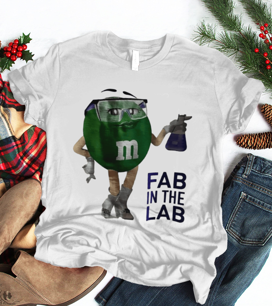 Green M&M Fab In The Lab Safety Goggles Flask T-Shirt