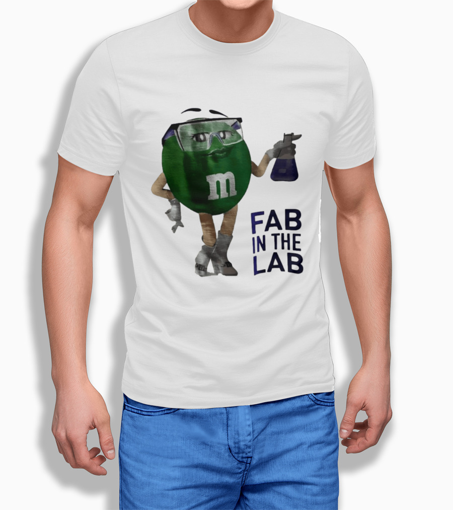 Green M&M Fab In The Lab Safety Goggles Flask T-Shirt