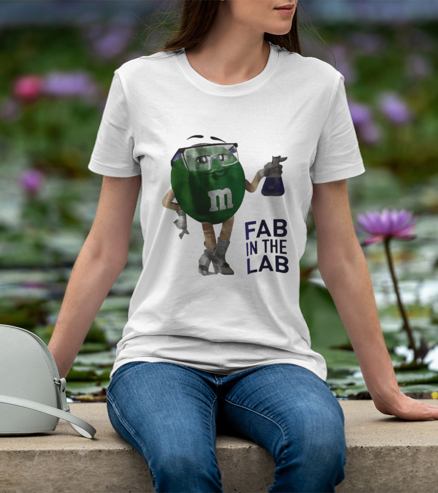 Green M&M Fab In The Lab Safety Goggles Flask T-Shirt