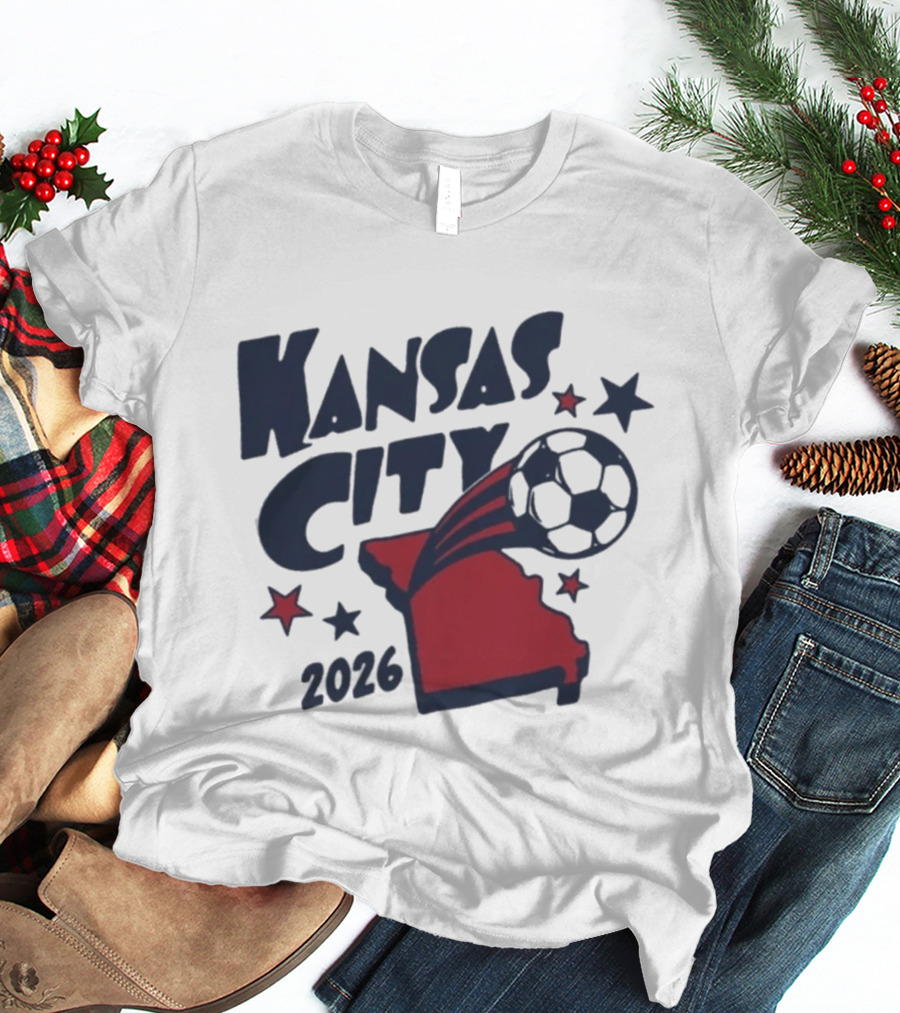 Kansas City 2026 Soccer Missouri State Map Stars Ball T-Shirt