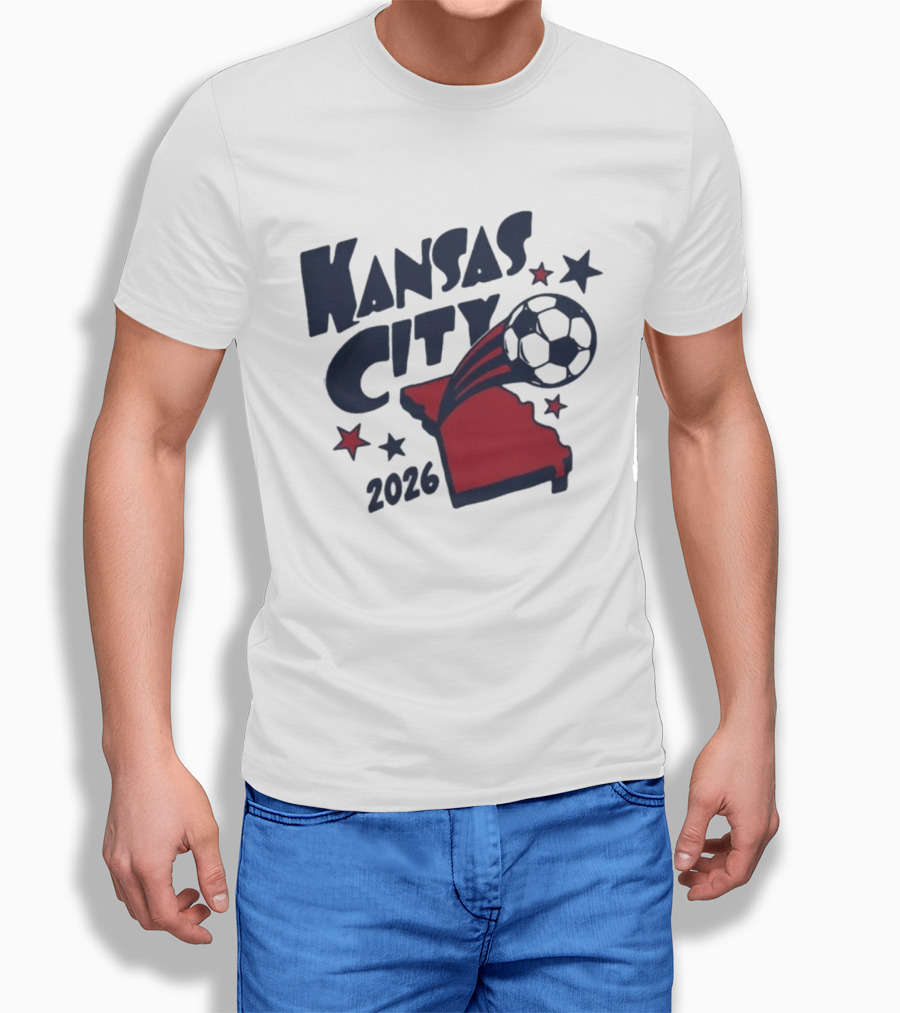 Kansas City 2026 Soccer Missouri State Map Stars Ball T-Shirt
