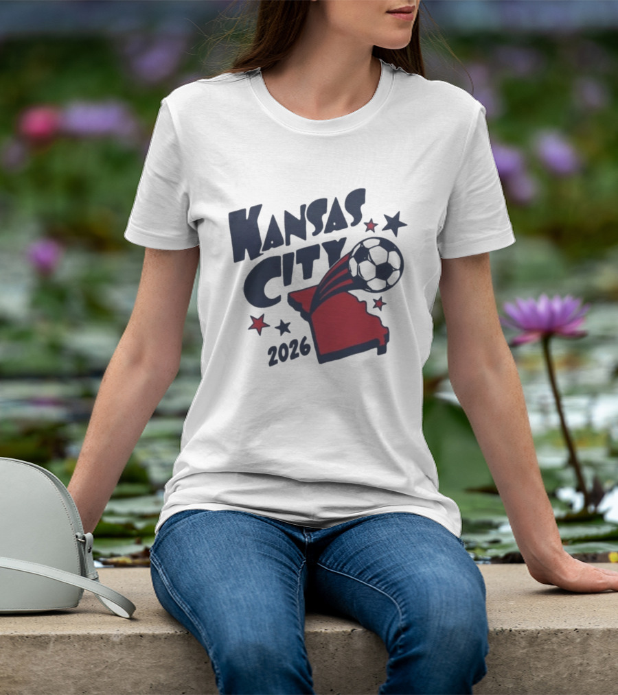 Kansas City 2026 Soccer Missouri State Map Stars Ball T-Shirt