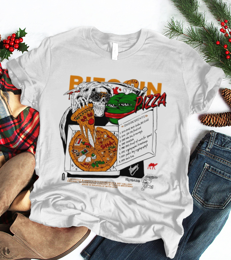 Kermit The Frog Pepe Pizza Ingredients Bitcoin Meme T-Shirt