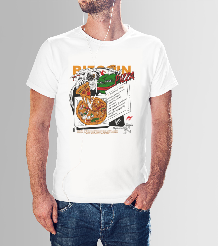 Kermit The Frog Pepe Pizza Ingredients Bitcoin Meme T-Shirt