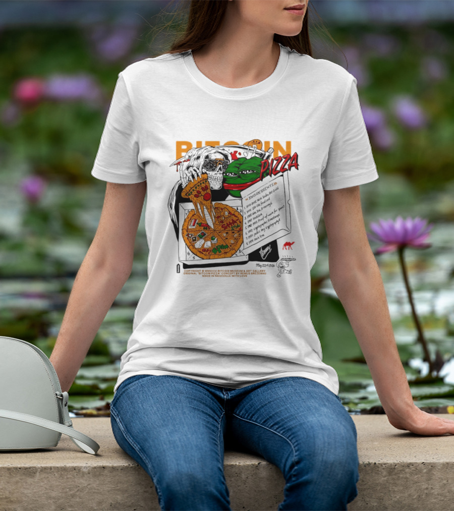 Kermit The Frog Pepe Pizza Ingredients Bitcoin Meme T-Shirt