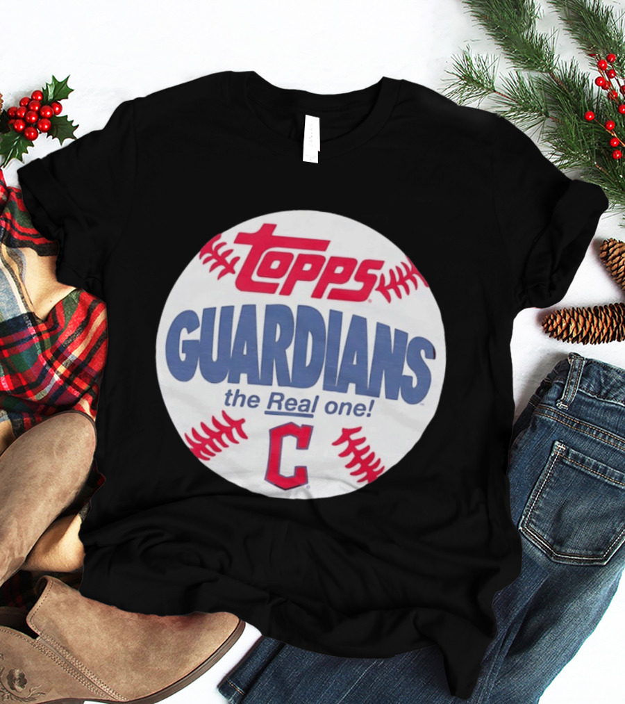 Cleveland Guardians Topps The Real One Baseball Shape T-Shirt