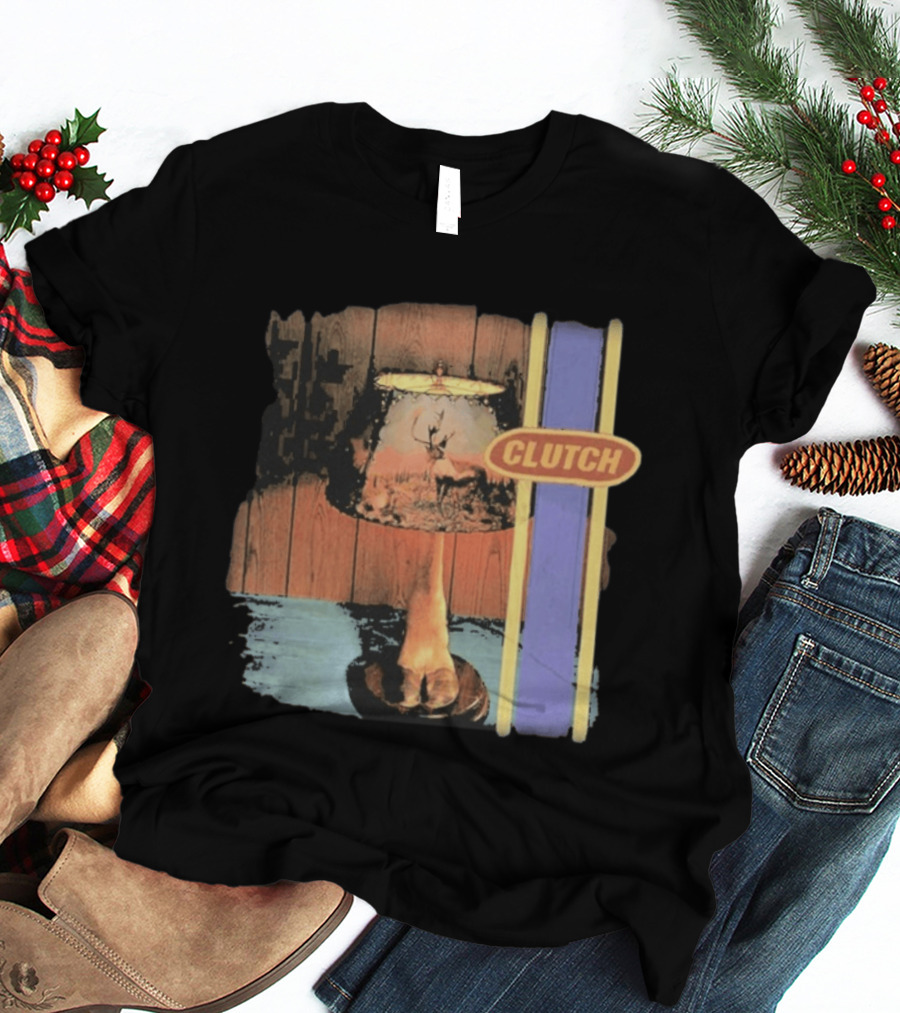 Clutch Transnational Speedway League Lamp Imagery With Deer And Wood Paneling T-Shirt