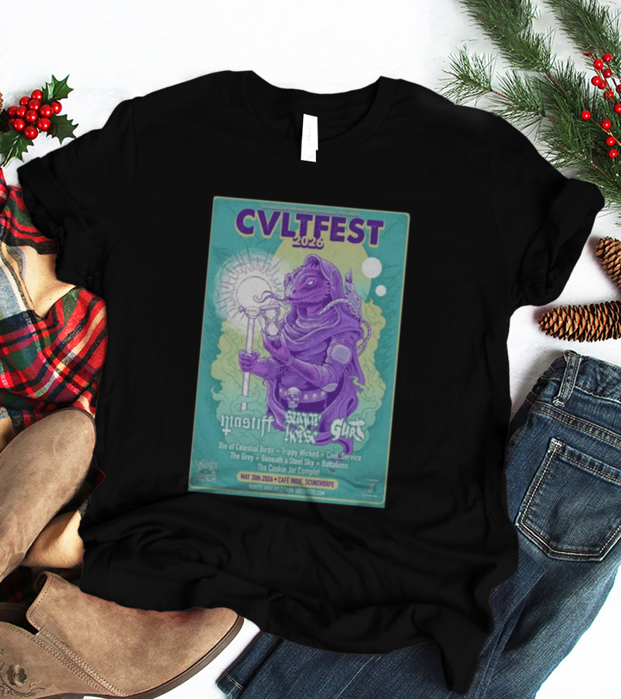 CVLTFEST 2026 Café INDIEpendent Scunthorpe May 30 Tour Featuring Mastiff Snow Gurt T-Shirt