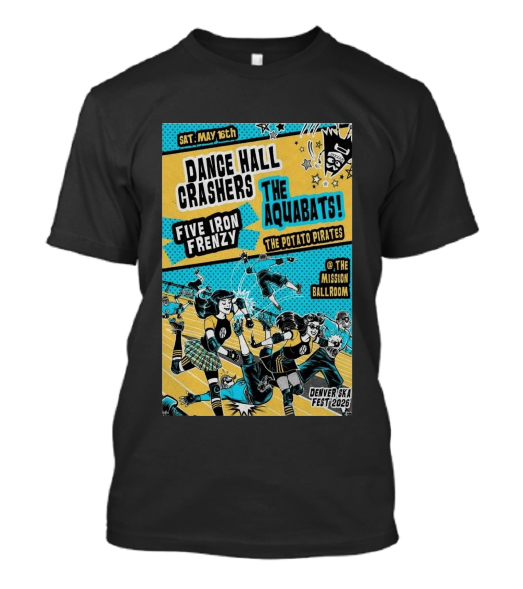 Dance Hall Crashers The Aquabats Five Iron Frenzy The Potato Pirates May 16 2026 Denver Mission Ballroom Denver Ska Fest T-Shirt