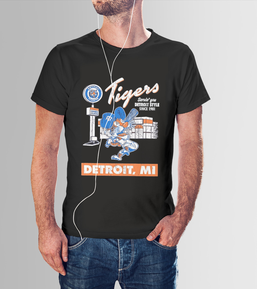 Detroit Tigers Coney Island Servin' You Detroits Since 1901 Detroit MI T-Shirt