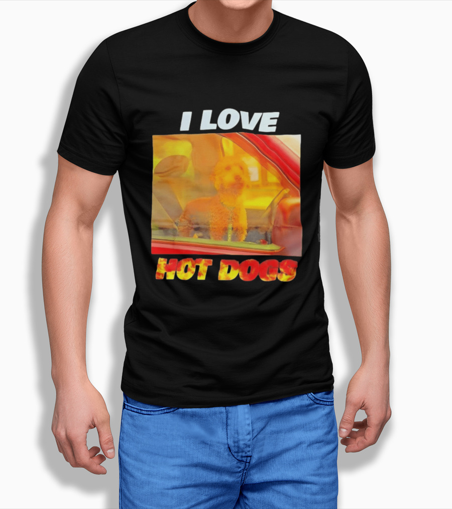 I Love Hot Dogs Poodle In Car T-Shirt