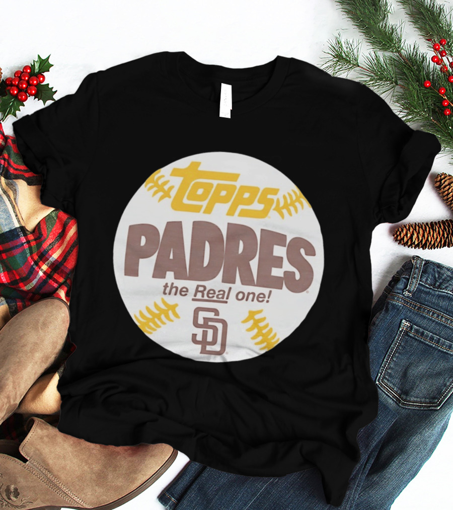 Topps Padres The Real One SD Logo Baseball Shape T-Shirt