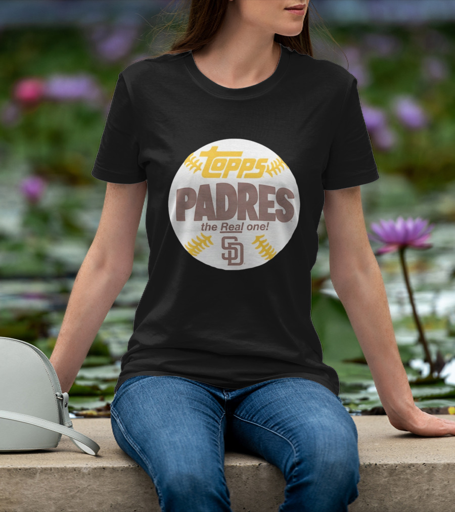 Topps Padres The Real One SD Logo Baseball Shape T-Shirt