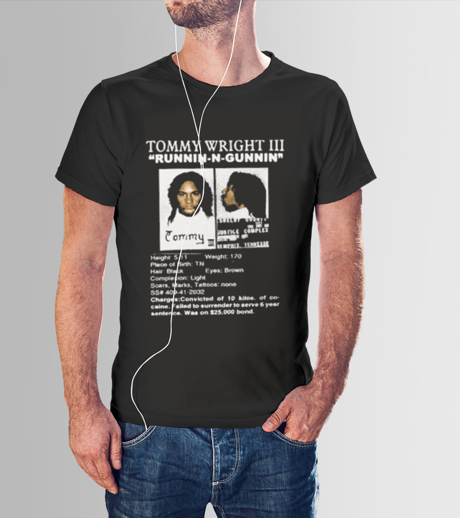Tommy Wright III Runnin N Gunnin Height 5'11 Memphis Tennessee T-Shirt