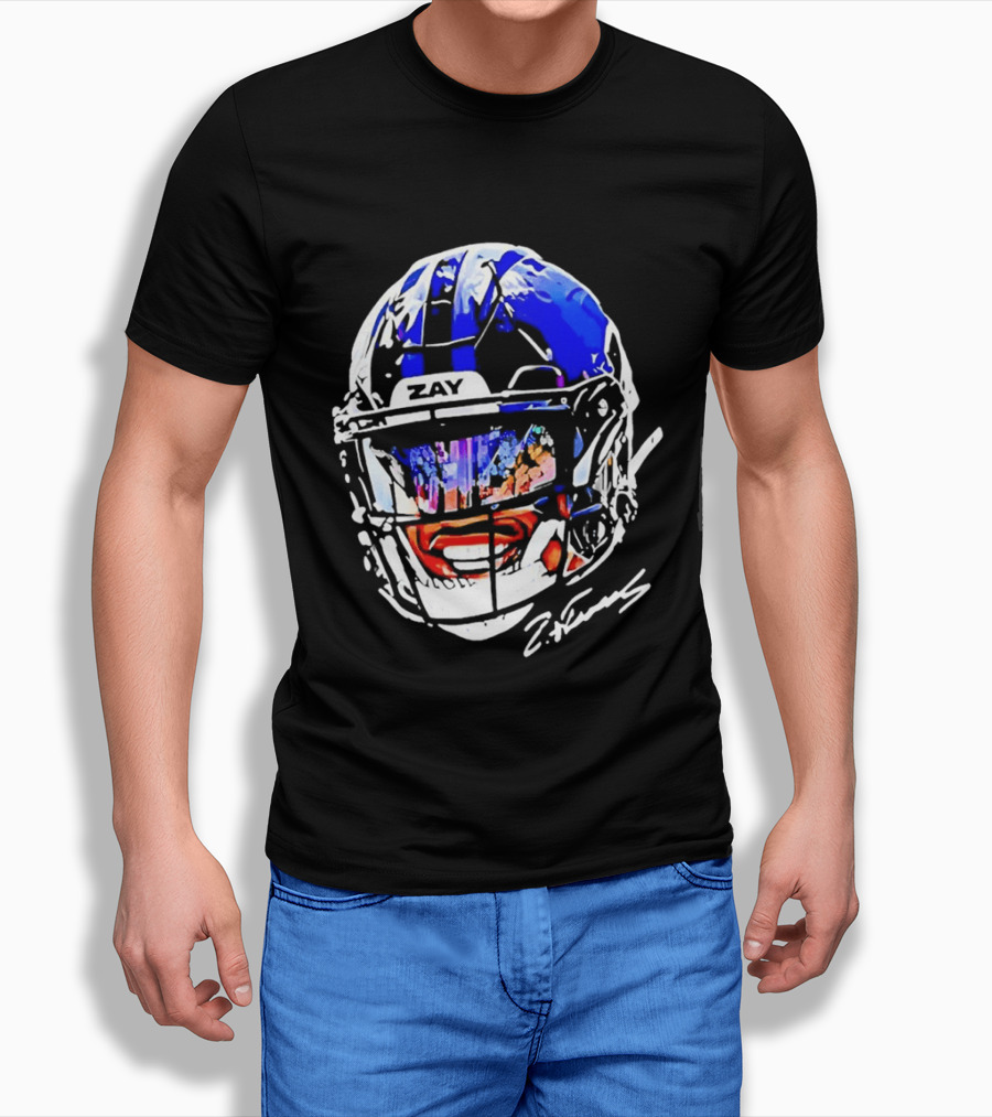 Zay Flowers Baltimore Ravens Big Face Helmet T-Shirt