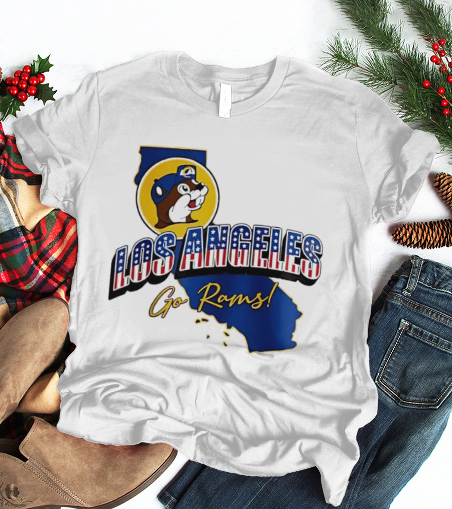 Los Angeles Rams Buc Ee's California Map Go Rams T-Shirt