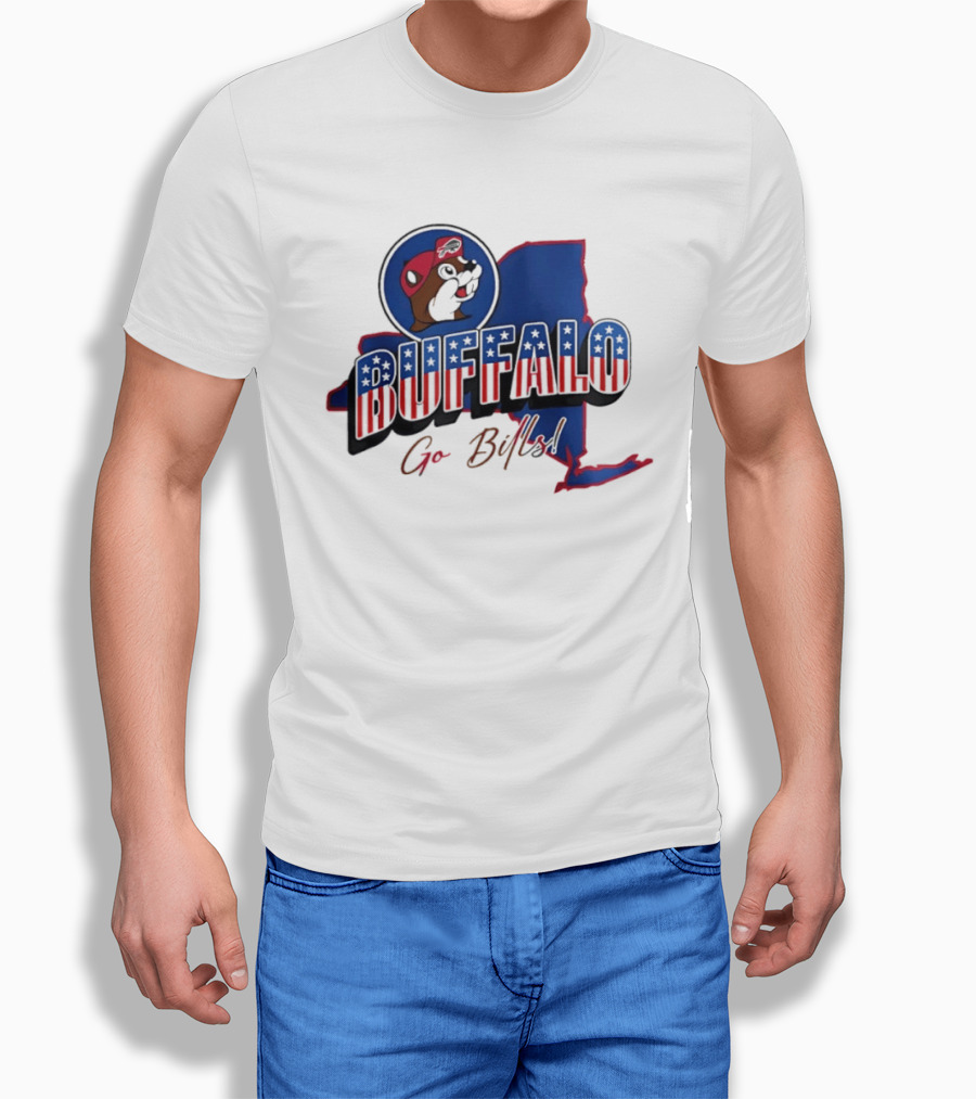 Buffalo Bills Buc Ee's Patriotic Go Bills Map T-Shirt