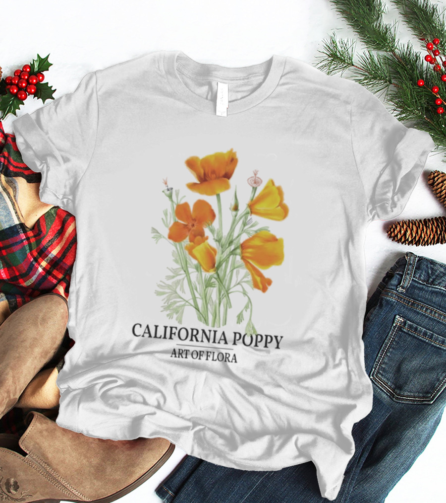 California Poppy Art Of Flora Botanical Nature T-Shirt