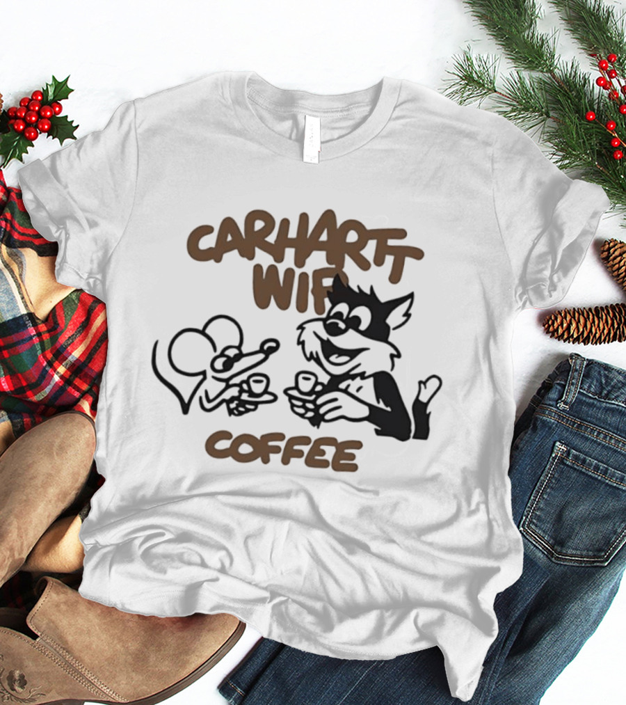 Carhartt Wifi Coffee Mouse Cat Drinking Coffee T-Shirt