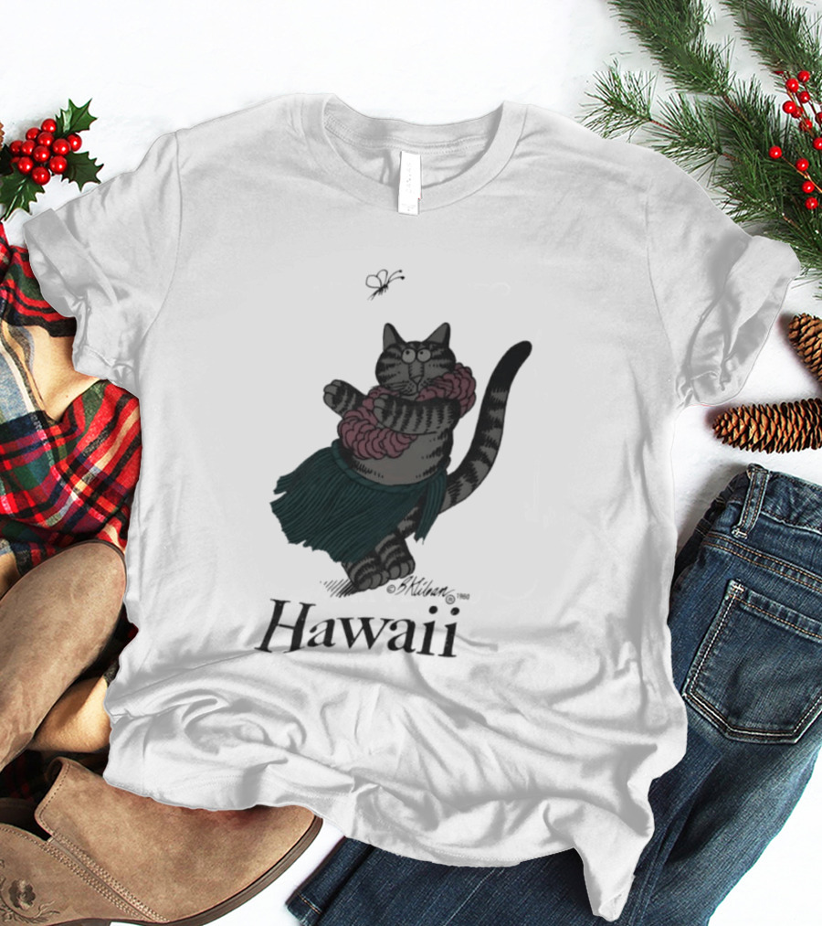 B Kliban Cat In Hula Skirt Hawaii T-Shirt