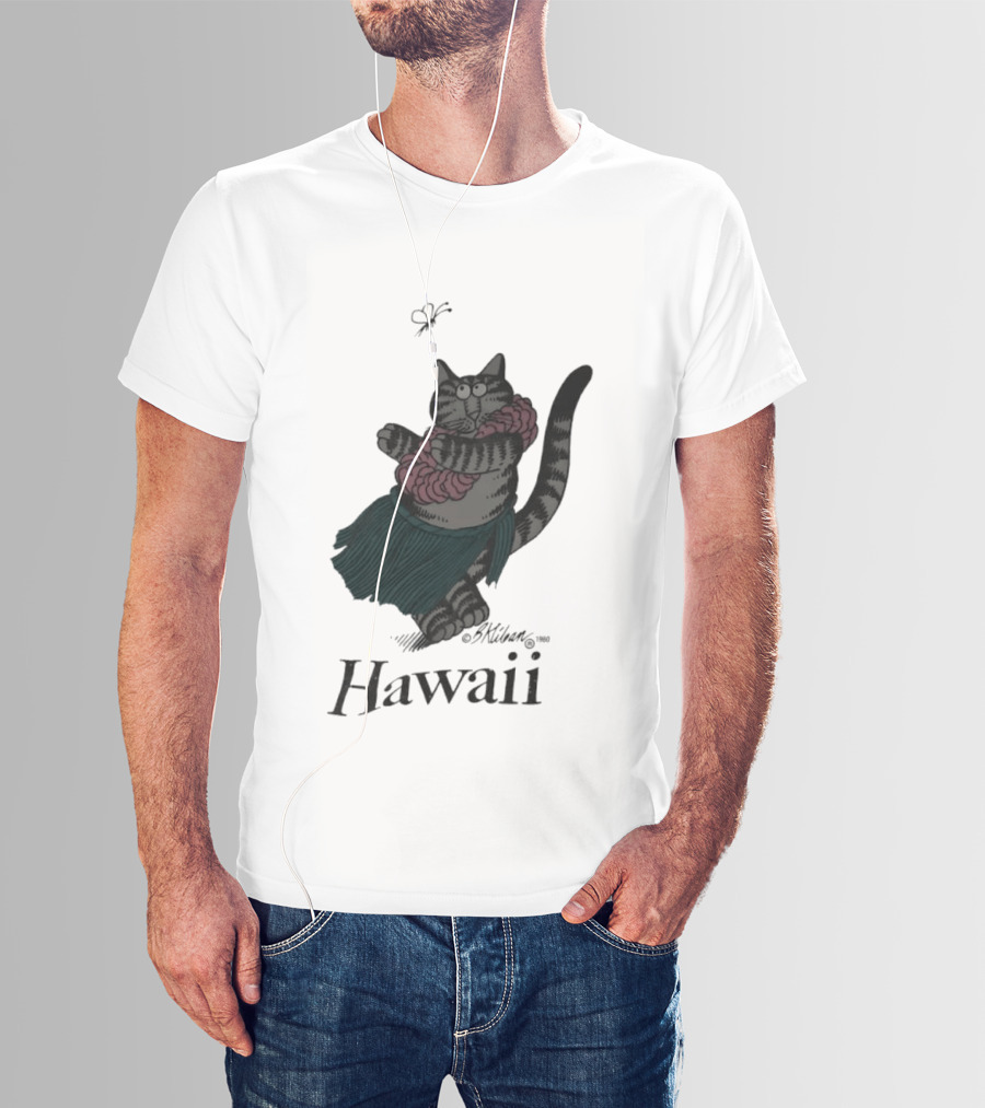 B Kliban Cat In Hula Skirt Hawaii T-Shirt