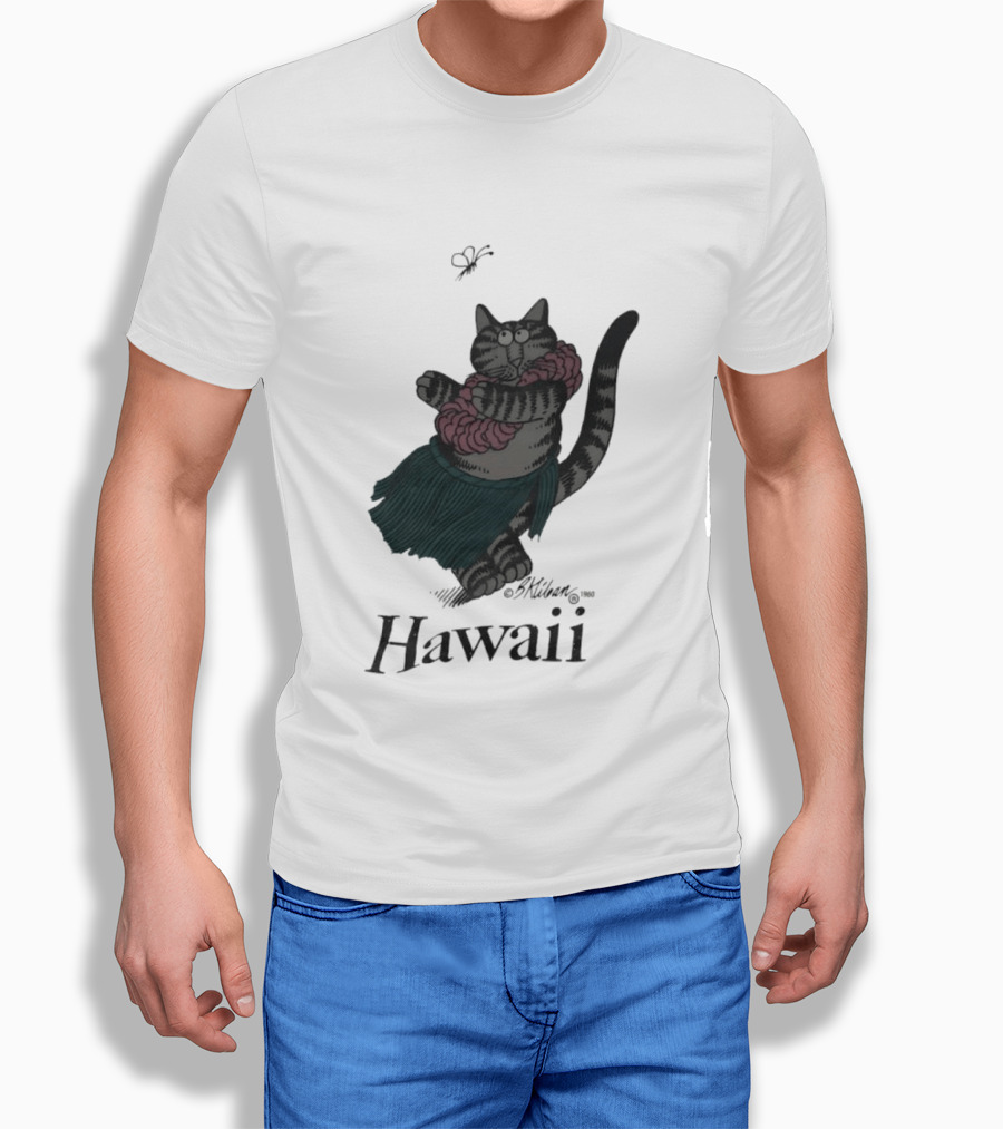 B Kliban Cat In Hula Skirt Hawaii T-Shirt